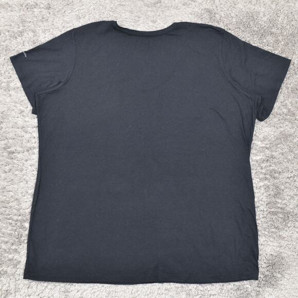 Columbia Women's Size 3X Basic Short Sleeve Black Solid Cotton V-Neck T Shirt - Picture 3 of 8